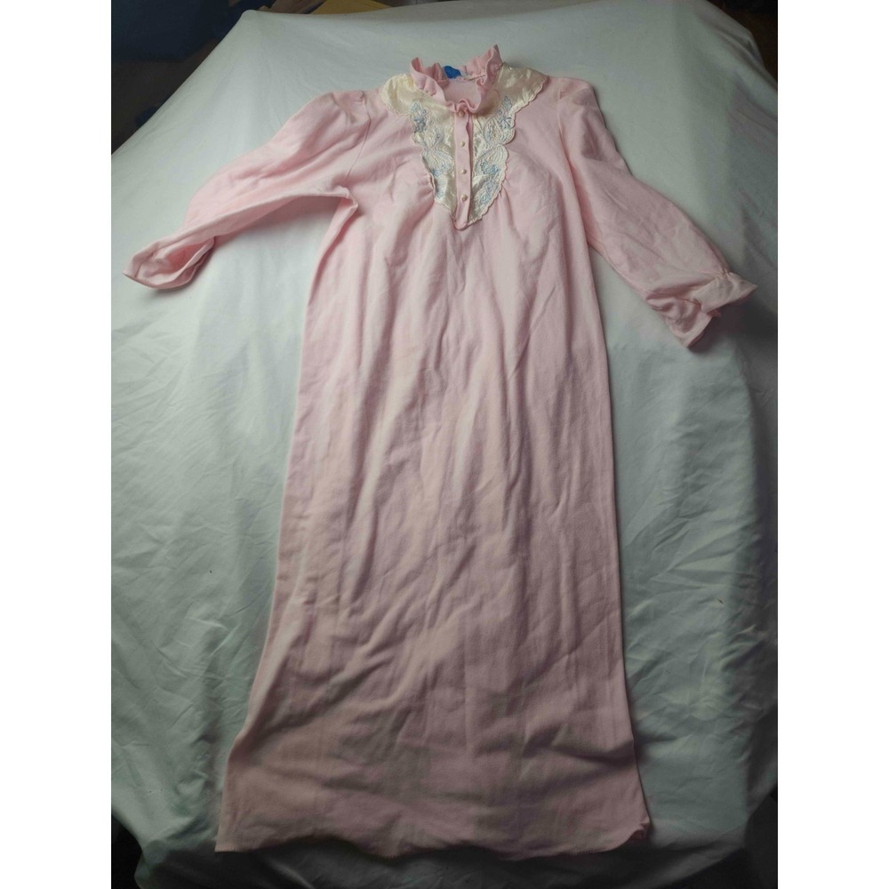 Vtg 80s 90s Enticements Nightgown L‎ Pink Coquette Cottagecore Sleepwear Classic